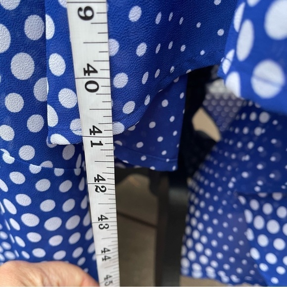 MICHAEL Kors Women's Blue Sleeveless Arailia Dot Asymmetrical Maxi Dress Size 8 - Picture 9 of 14